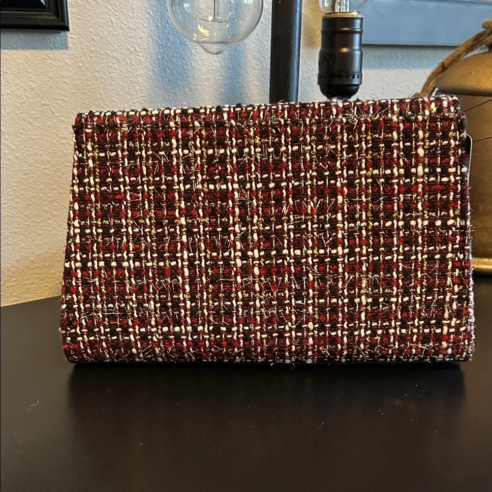GUESS Burgundy Tweed Clutch
